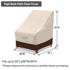 Vailge High Back Patio Chair Cover,Waterproof Outdoor Chair Covers,600D Heavy Duty Dining Cahir High-Back Chair Lawn Patio Furniture Cover - 35 L X 28W X 35' H, Beige & Brown