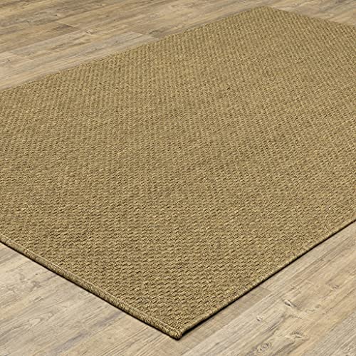HomeRoots Polypropylene 5’x8’ Solid Tan Indoor Outdoor Area Rug