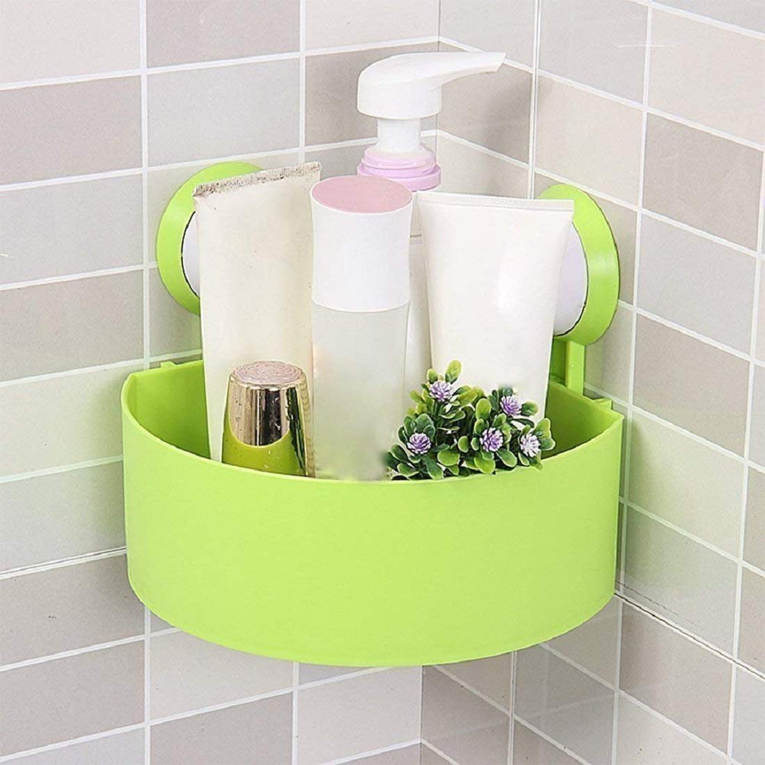 ANYM Bathroom Shower Corner Shelf Cosmetic Storage Rack Caddy Basket with Wall Mounted Suction Cup, Multicolor
