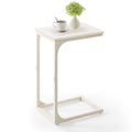 VASAGLE C-Shaped End Table, Small Side Table for Couch, Sofa Table with Metal Frame for Living Room, Bedroom, Bedside, Cream Whi