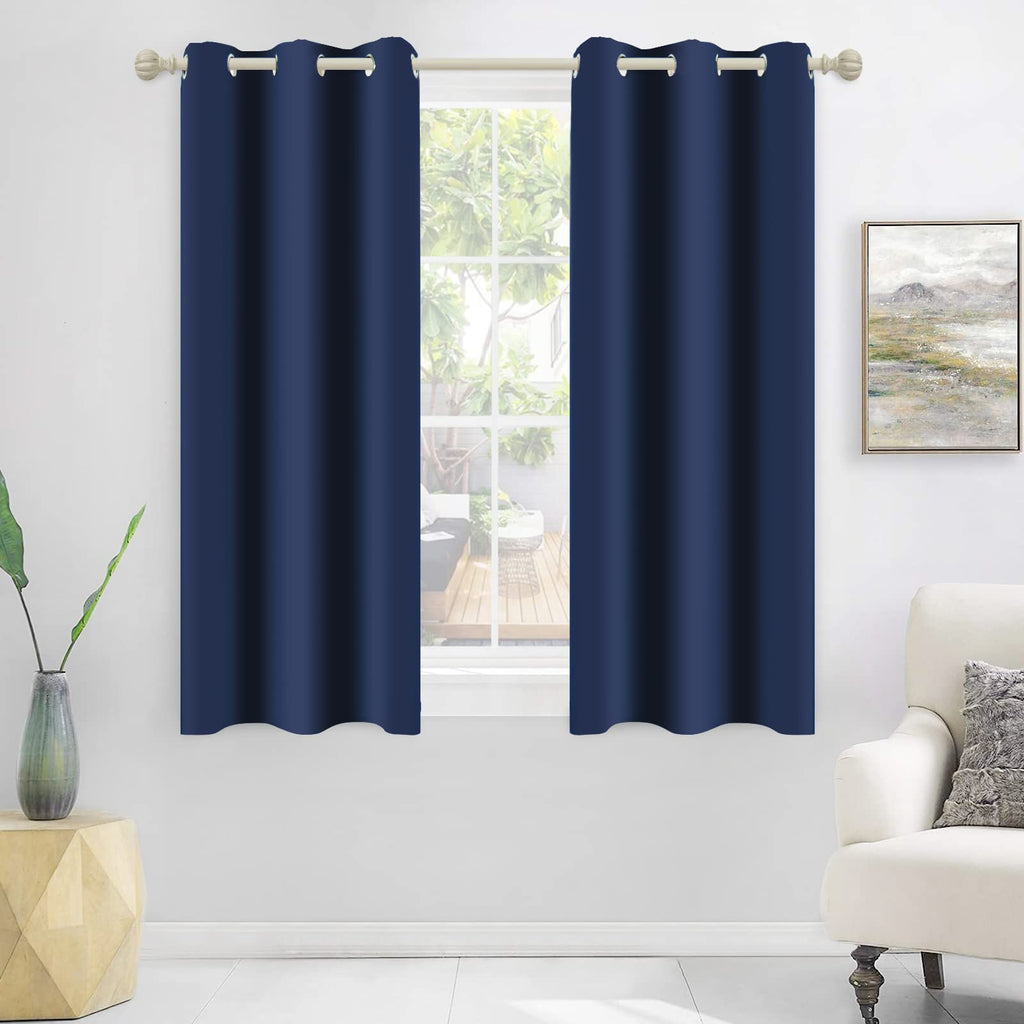 Mysky Home Blackout Curtain For Bedroom, Grommet Room Darkening Curtain, Amazing Triple Weave Thermal Insulated Curtain, 1 Curtain Panel, 42 X 54 Inch, Navy