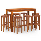 vidaXL Patio Bar Set 9 Piece, Outdoor Bar Table and Stools, Patio Furniture Set, Dining Set for Garden, Farmhouse, Solid Wood Acacia