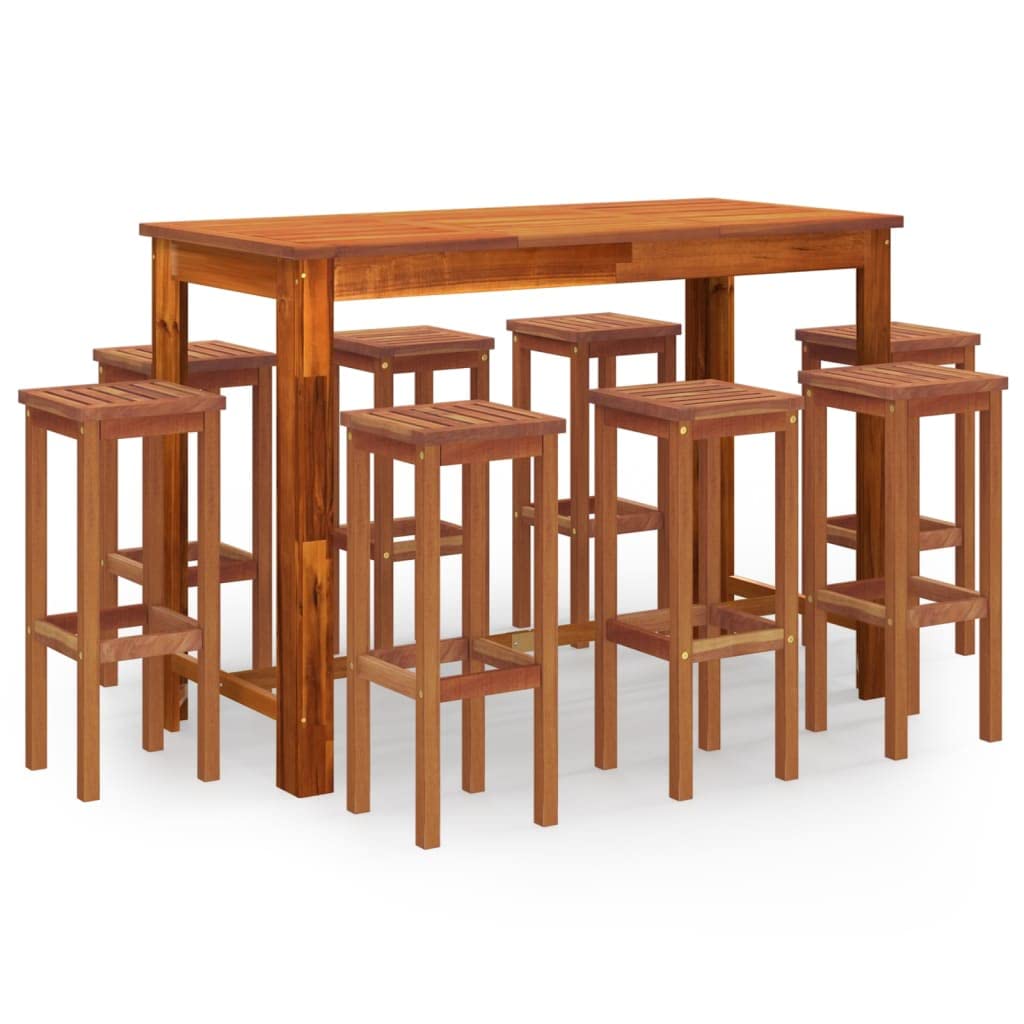 vidaXL Patio Bar Set 9 Piece, Outdoor Bar Table and Stools, Patio Furniture Set, Dining Set for Garden, Farmhouse, Solid Wood Acacia