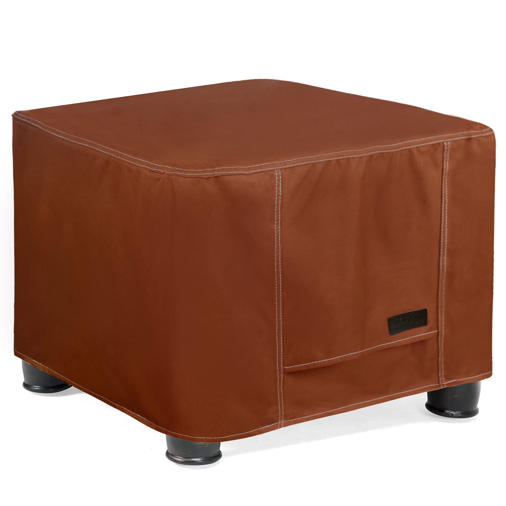 Nettypro Waterproof Ottoman Cover Square 24 X 24 Inch Outdoor Patio Furniture Ottoman Table Cover, Brown
