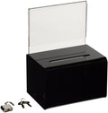 Sourceone Donation Box With Sign Holder And Lock, 5 Inch Wide (1 Pack, Black)
