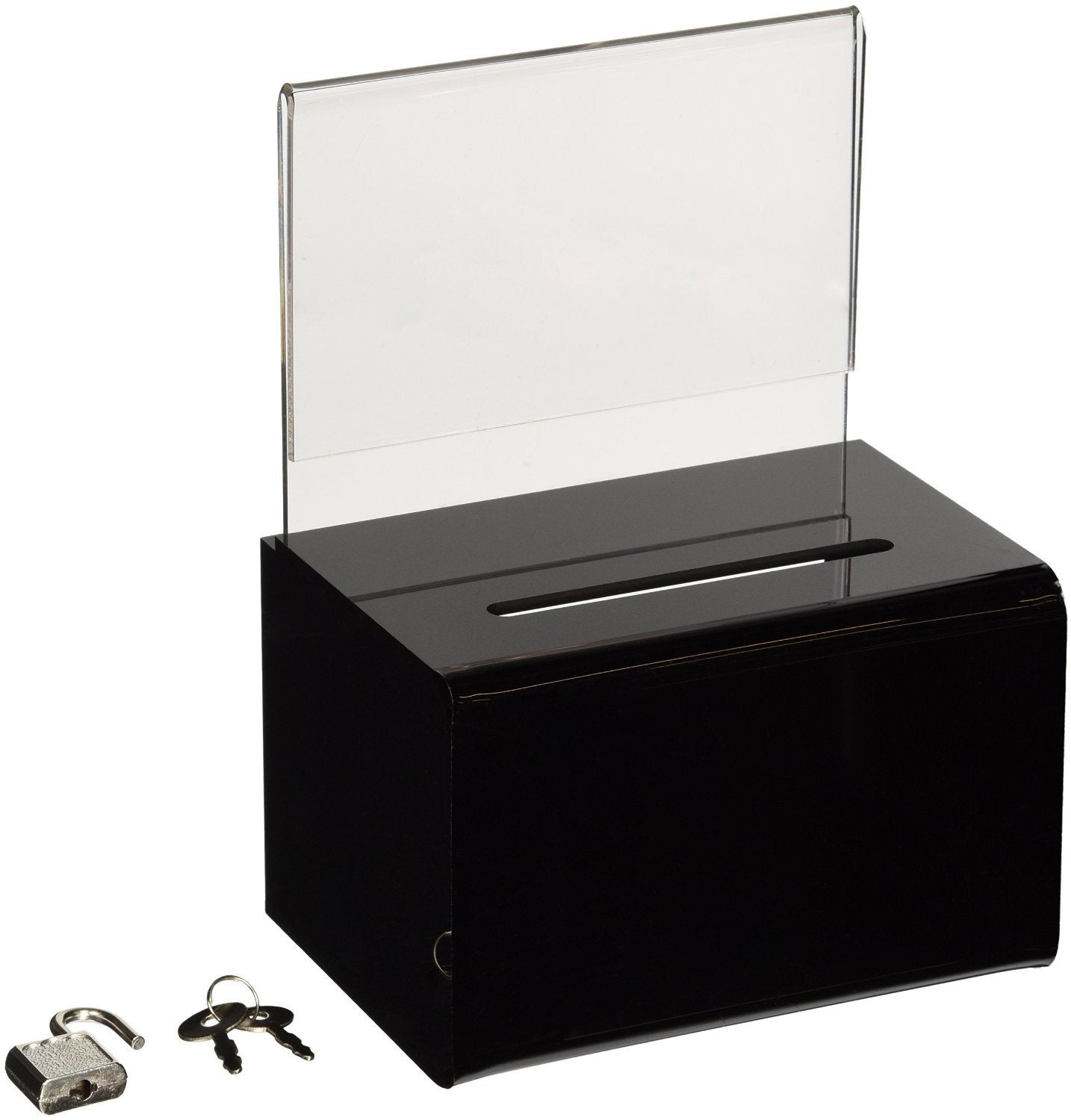 Sourceone Donation Box With Sign Holder And Lock, 5 Inch Wide (1 Pack, Black)
