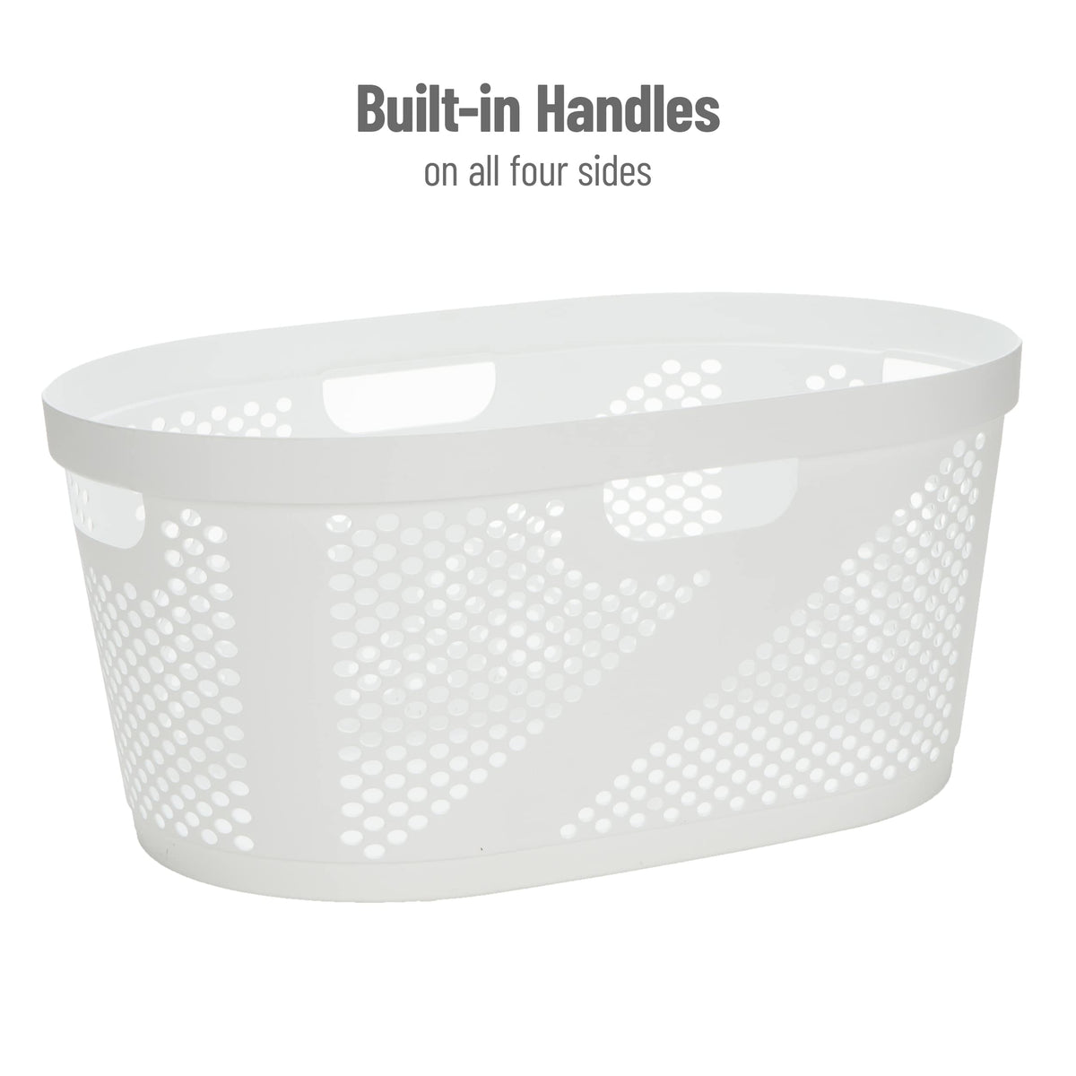 Mind Reader 40L Laundry Basket, Clothes Hamper, Ventilated, Plastic, 23''L X 14.5''W X 10.5''H, Set Of 2, White