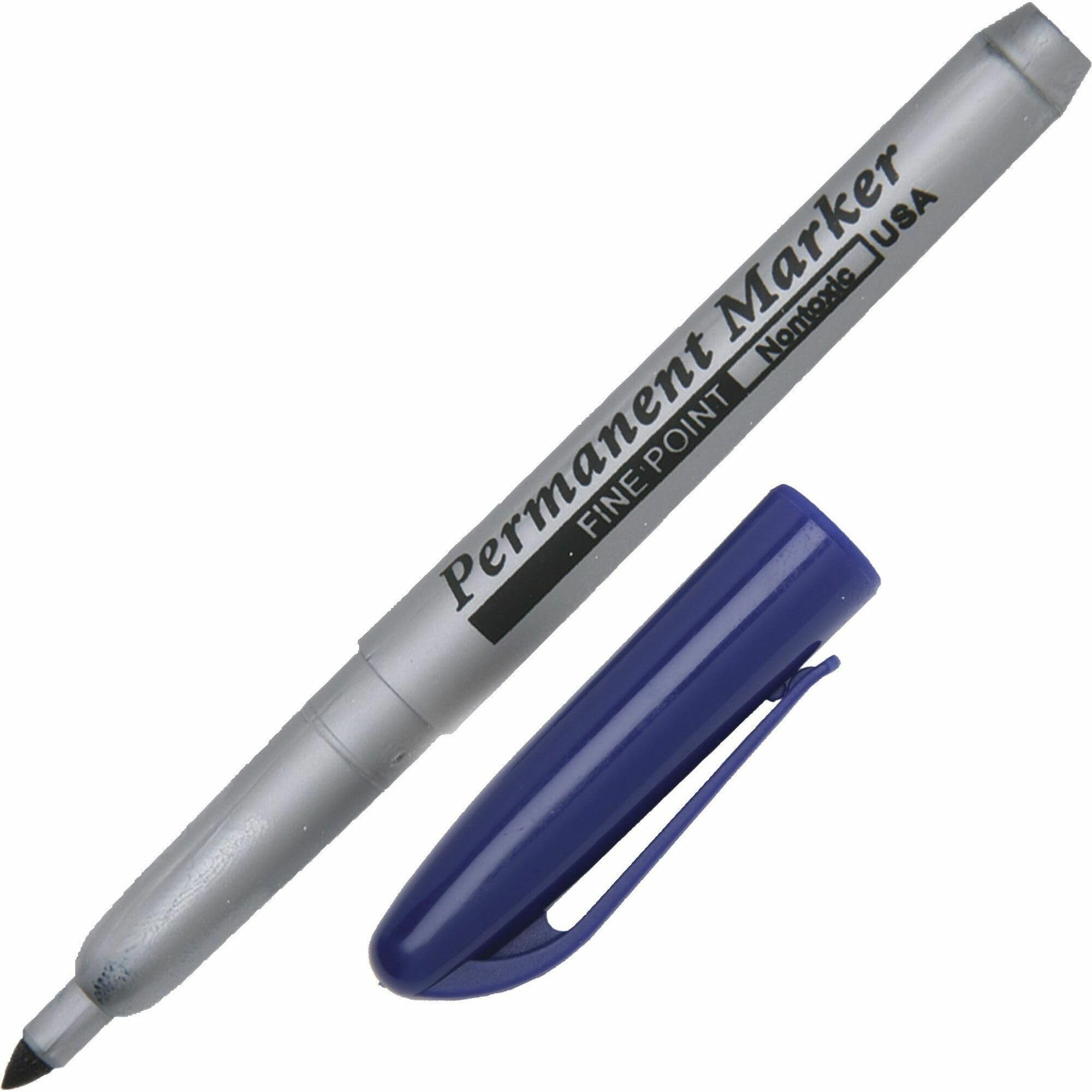 Skilcraft 7520-01-511-4319 Fine Point Permanent Marker, Blue (Pack Of 12), Black