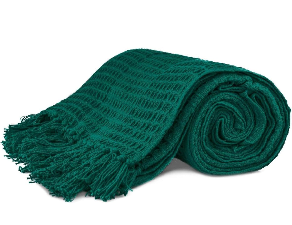 PLUTOHOME 100% Cotton Waffle Weave Sofa Throw Blanket | 130 x 170 cm | Reversible, Lightweight & AllSeason Bed & Couch Throw (G