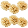 WYZworks Set of 6 - TAN 12 - (6 Pack) Tissue Pom Poms Flower Party Decorations for Weddings, Birthday, Bridal, Baby Showers, Nur