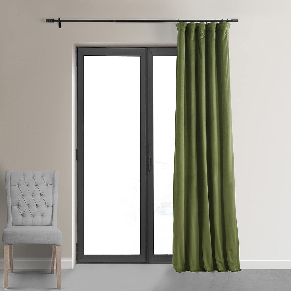 Hpd Half Price Drapes Signature Velvet Thermal Blackout Curtains For Living Room 120 Inch Long (1 Panel) Rod Pocket Insulated Blackout Curtains For Bedroom Window Curtains, 50W X 120L, Basque Green
