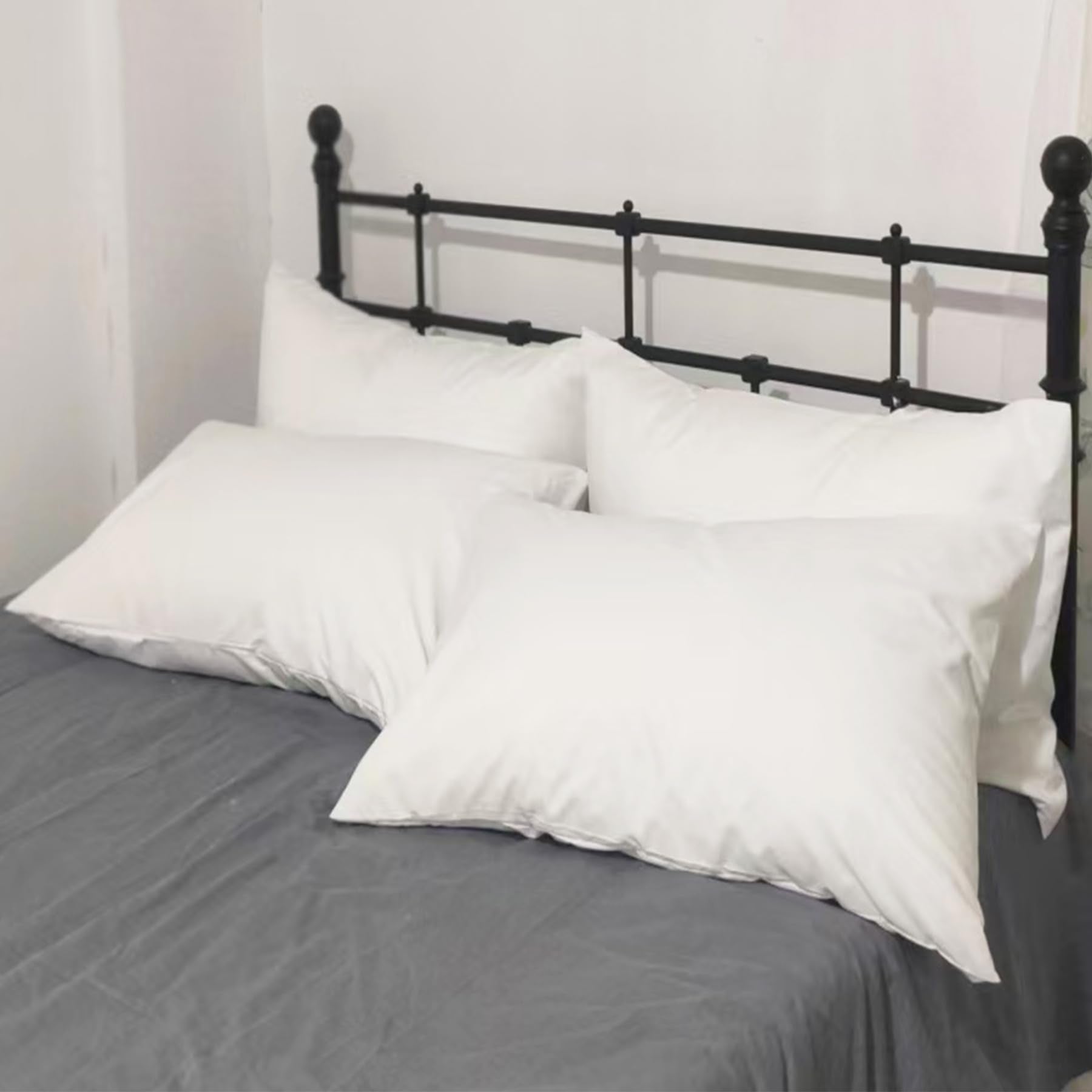 Premium Queen Pillowcases 4 Pack - White Standard - Ultra Soft 1800 Thread Count Microfiber- Double Brushed - Allergies Free - W