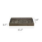 Elegant Designs Hg2032-Rgs Salento Farmhouse Rectangular Decorative Led Light Up Wooden Serving Tray W Metal Handles & Home Sweet Home In Black For Décor, Centerpiece, Breakfast, Bar, Rustic Gray