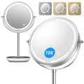 Auxmir 8  Lighted Makeup Mirror Rechargeable 1X/10X Magnifying Mirror with 3 Dimmable Colors Light, Double Sided Vanity Mirror w