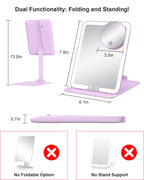 Gospire Travel Makeup Mirror With Lights And Magnification 10X, Portable Make Up Compact Tabletop Mirror With Adjustable Stand,