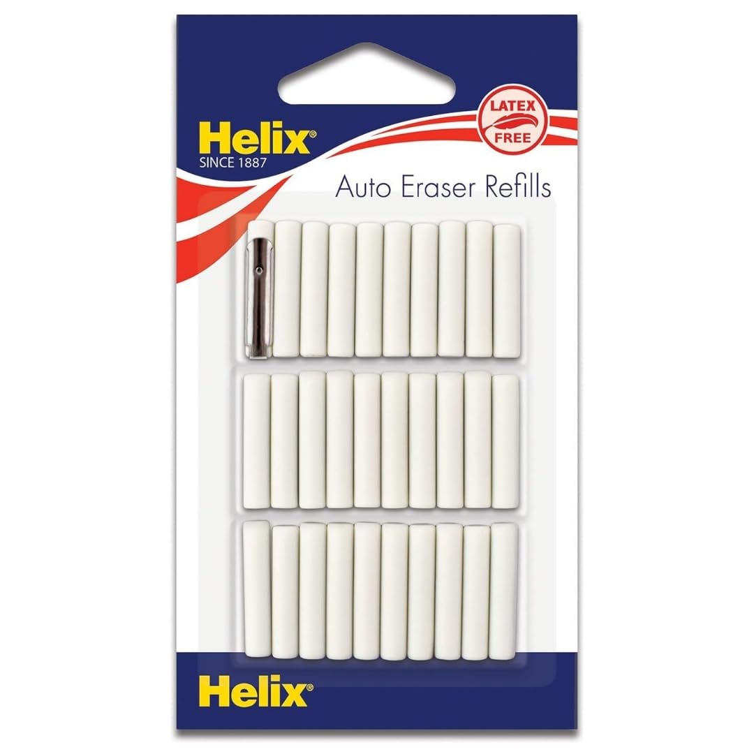Maped Helix Automatic Eraser Refills, 30 Pack, Rubber, White, Model 19071