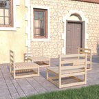 vidaXL Solid Pinewood Patio Lounge Set 4 Piece Garden Outdoor Lawn Yard Terrace Balcony Wooden Seat Seating Sitting Chair Furniture