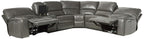 Acme Saul Faux Leather Sectional Sofa with 2 Reclining Seats in Gray