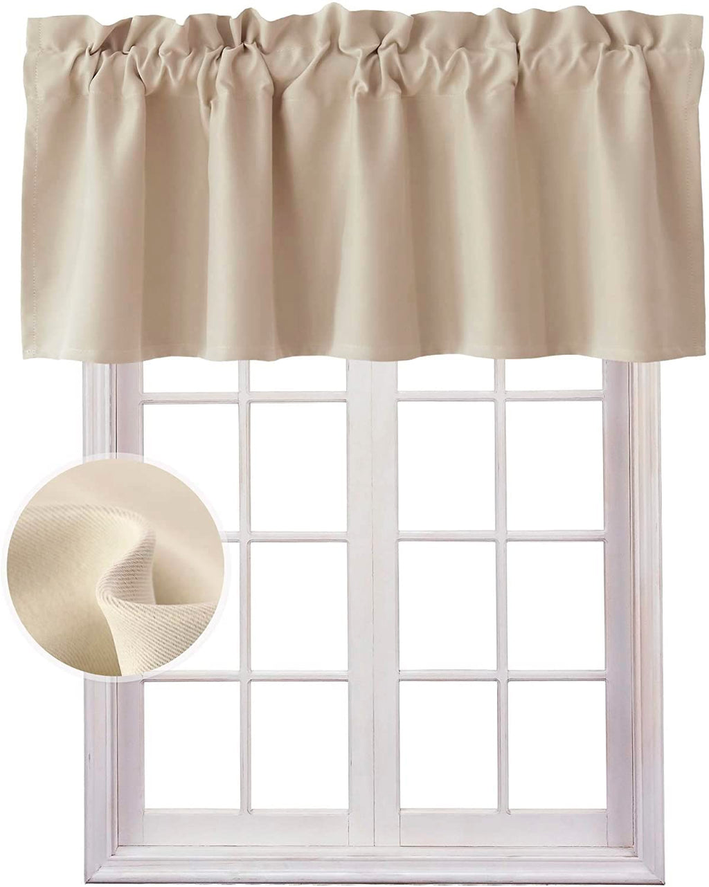 Hiasan Valance Curtains For Kitchen Blackout Thermal Insulated Solid Window Curtain Valance, Camel, 42 X 18 Inches, 1 Panel