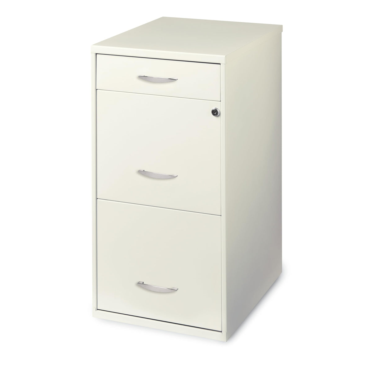 Hirsh Space Solutions 18' Deep 3-Drawer Contemporary Metal File Cabinet, Letter Size, Smooth Glides, For Small Office/Home Office, In Pearl White