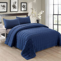 Emme Quilts Queen Size Bedding Sets Navy Blue Bedspreadt, Soft Lightweight Winter Bed Set, 3 Piece Halloween Reversible Microfib
