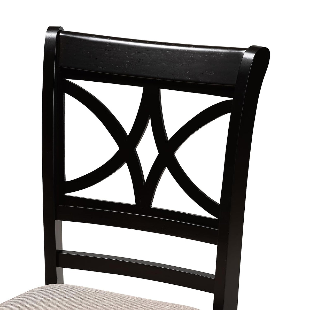 Baxton Studio Clarke Modern Fabric Dining Chair, Sand and Espresso Brown, 4/Set (166-10760-HiT)