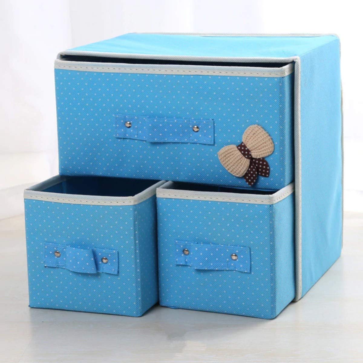 AR Mall Foldable Collapsible 3 Drawer2 Layer Fabric Storage Box Organizer