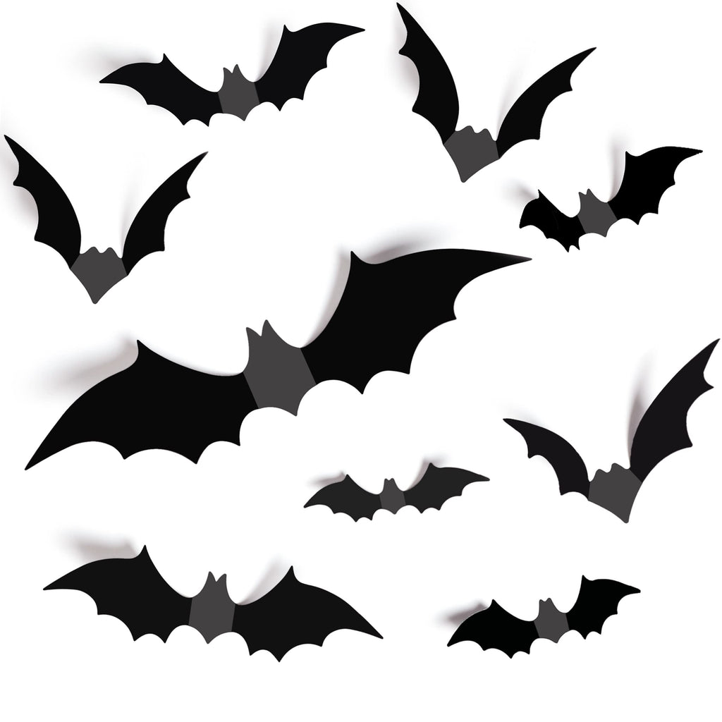 Halloween Decorations Bats Wall Decor Halloween Party Decorations Indoor Outdoor Halloween Decor Supplies, 64 Pcs Reusable PVC 3