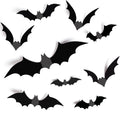 Halloween Decorations Bats Wall Decor Halloween Party Decorations Indoor Outdoor Halloween Decor Supplies, 64 Pcs Reusable PVC 3
