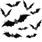 Halloween Decorations Bats Wall Decor Halloween Party Decorations Indoor Outdoor Halloween Decor Supplies, 64 Pcs Reusable PVC 3