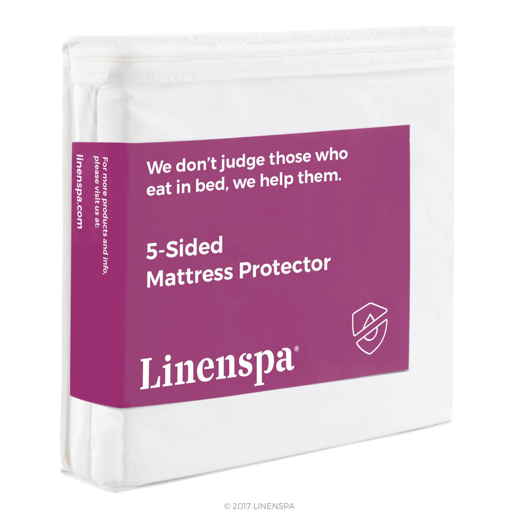 Linenspa Mattress Protector Full - Five Sided Full Mattress Protector Waterproof Mattress Cover - Soft Breathable Bed Protector