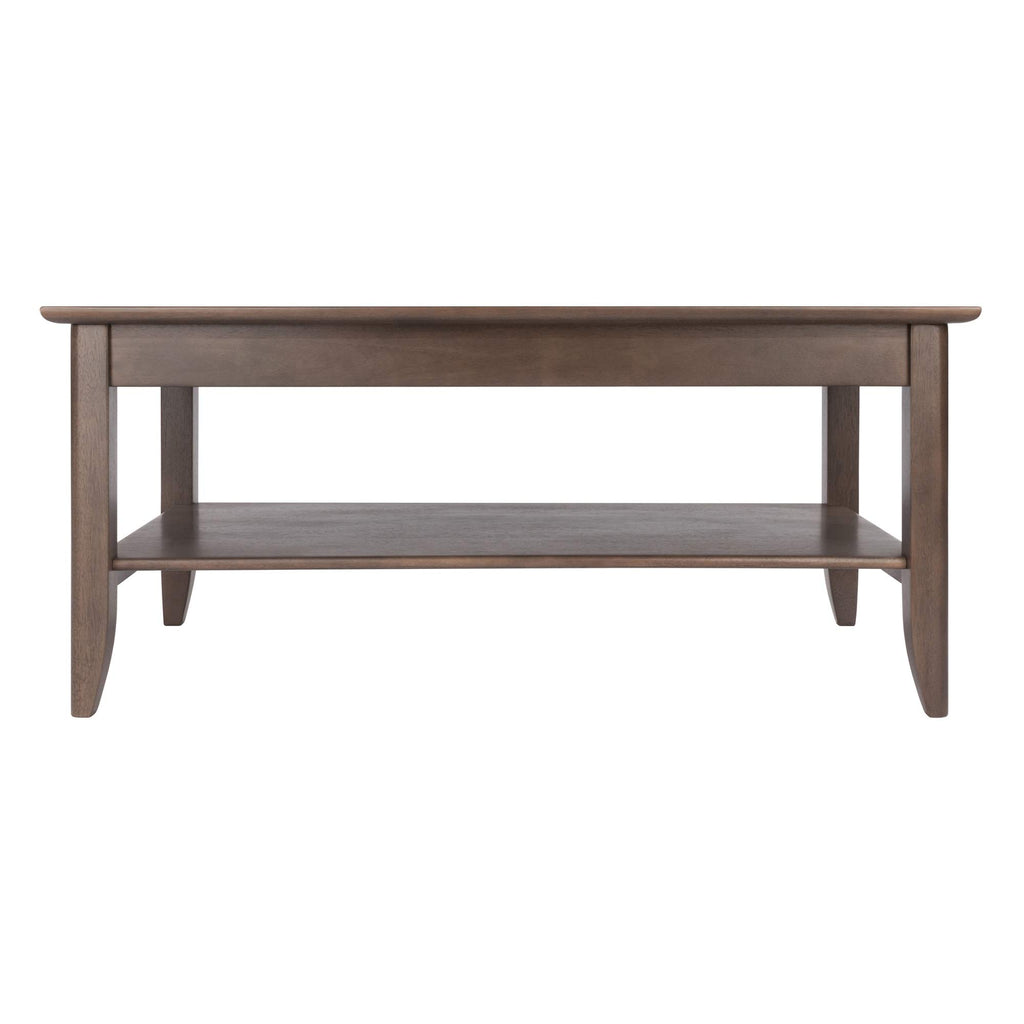 Ergode Wood Santino Coffee Table | Contemporary Oyster Gray Finish | Solid Wood Frame | Wide Lower Shelf for Storage | 40' W x 22.64' D x 18.03' H