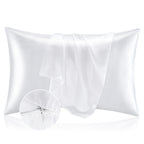 Bedelite Satin Pillowcase With Zipper, White Pillow Cases Queen Size Set Of 2, Super Soft And Cooling Similar To Silk Pillow Cas