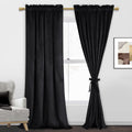 Jiuzhen Black Velvet Curtains 84 Inches For Living Room Blackout Thermal Insualted Rod Pocket Window Curtain Drapes, Set Of 2 Pa