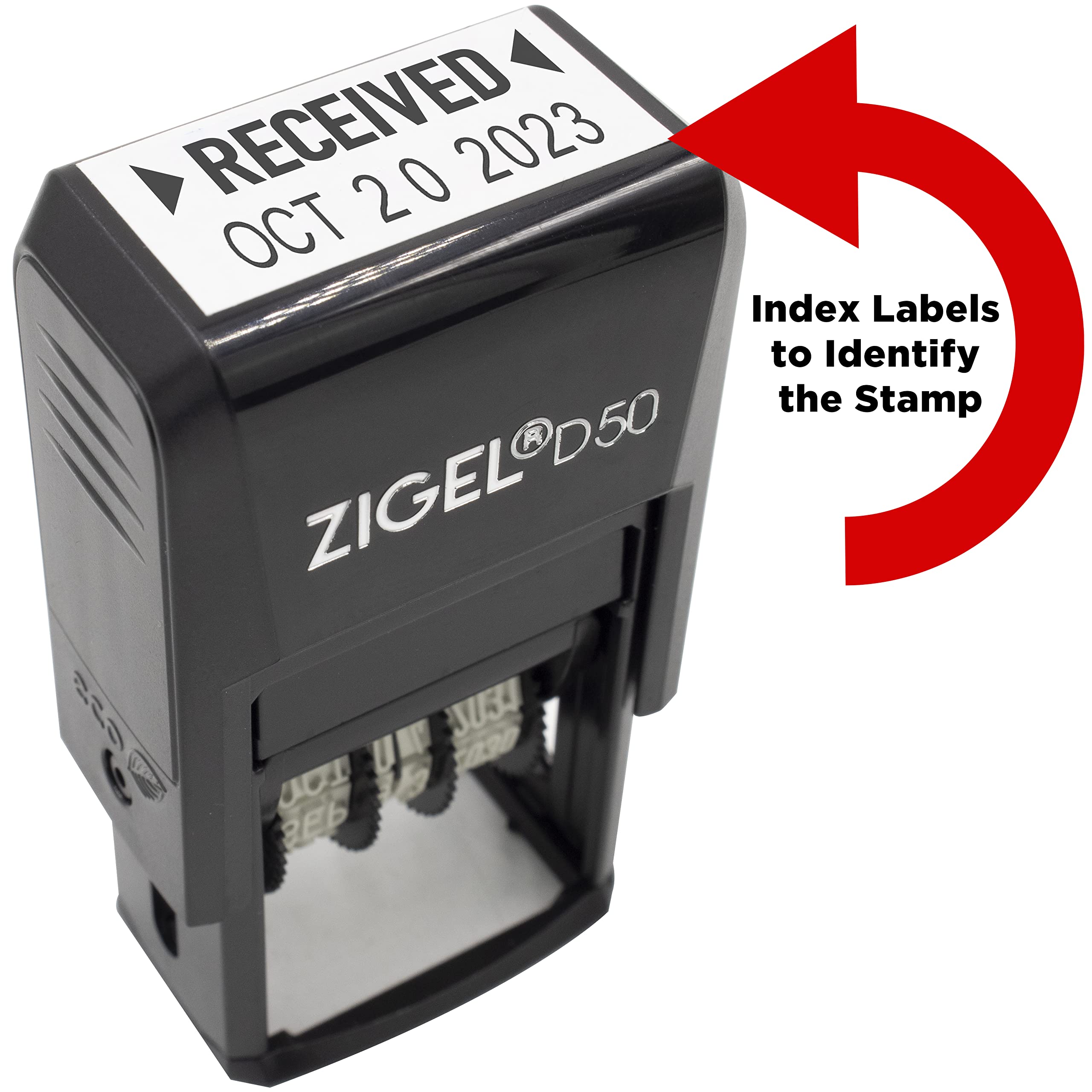 Zigel D50 Date Stamp With Your Custom Text - Self Inking Date Stamp - Black