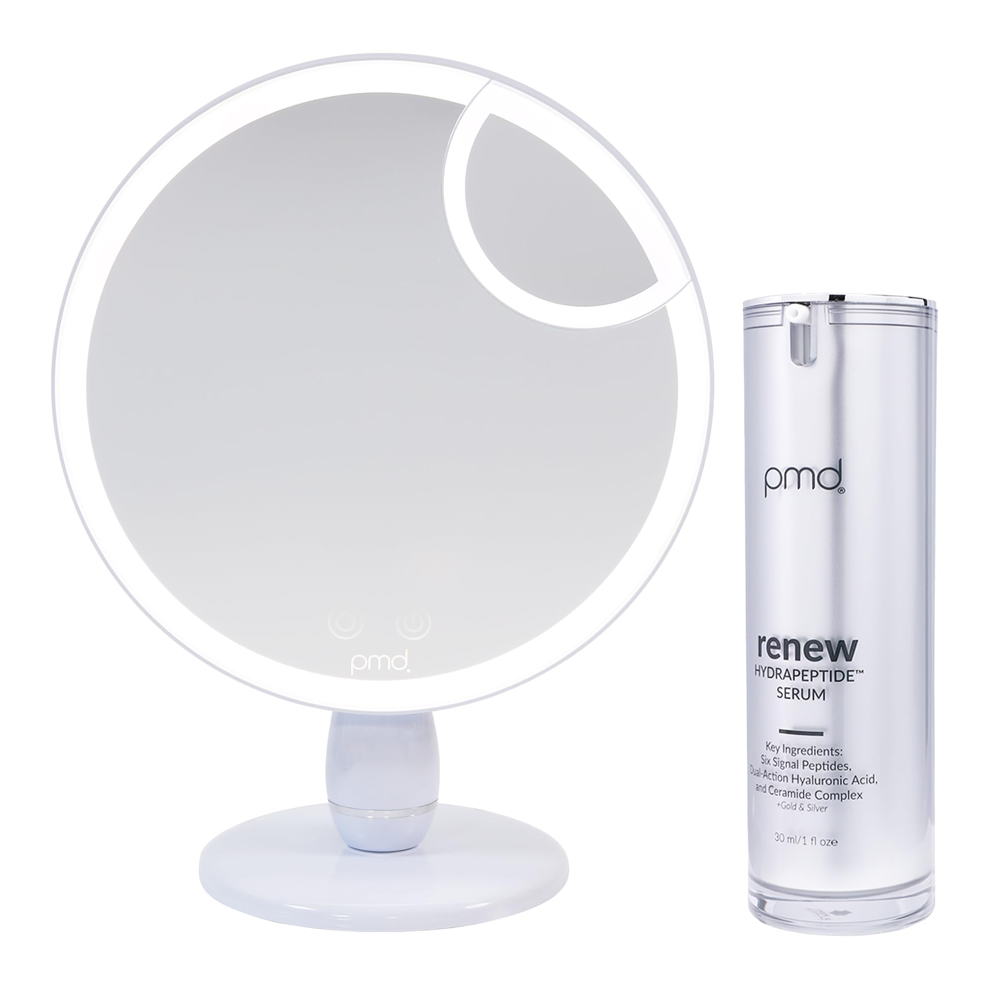 PMD Beauty LED Makeup Mirror with Lights - TriLume Technology - Handheld Vanity Mirror - Three Modes, 360 Rotation, 5X Magnifica