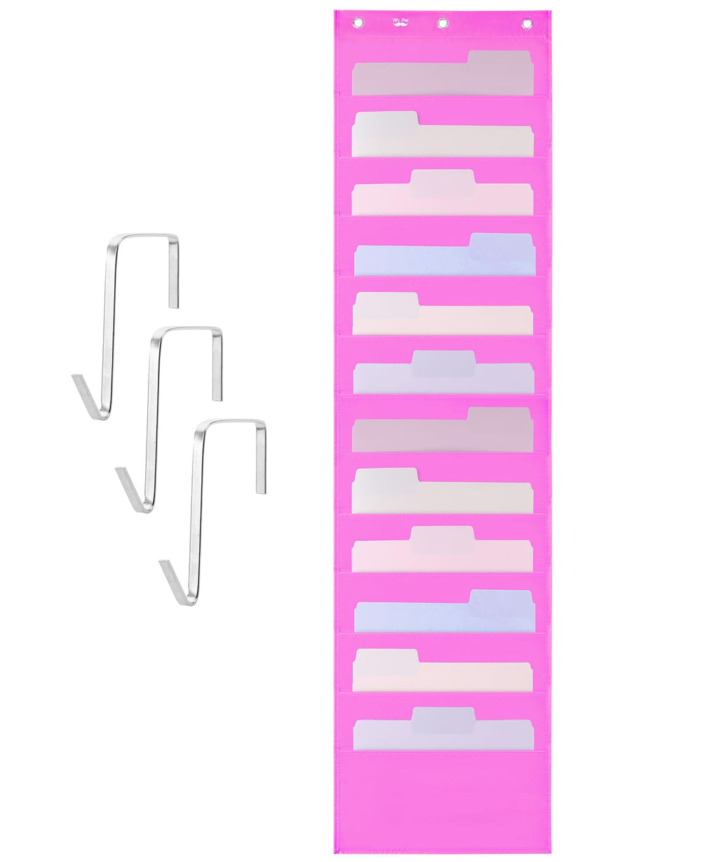 Mr. Pen- Hanging Wall File Organizer, 12 Pockets, Pink, 3 Overdoor Hangers Included, Over The Door File Organizer, Hanging Folde