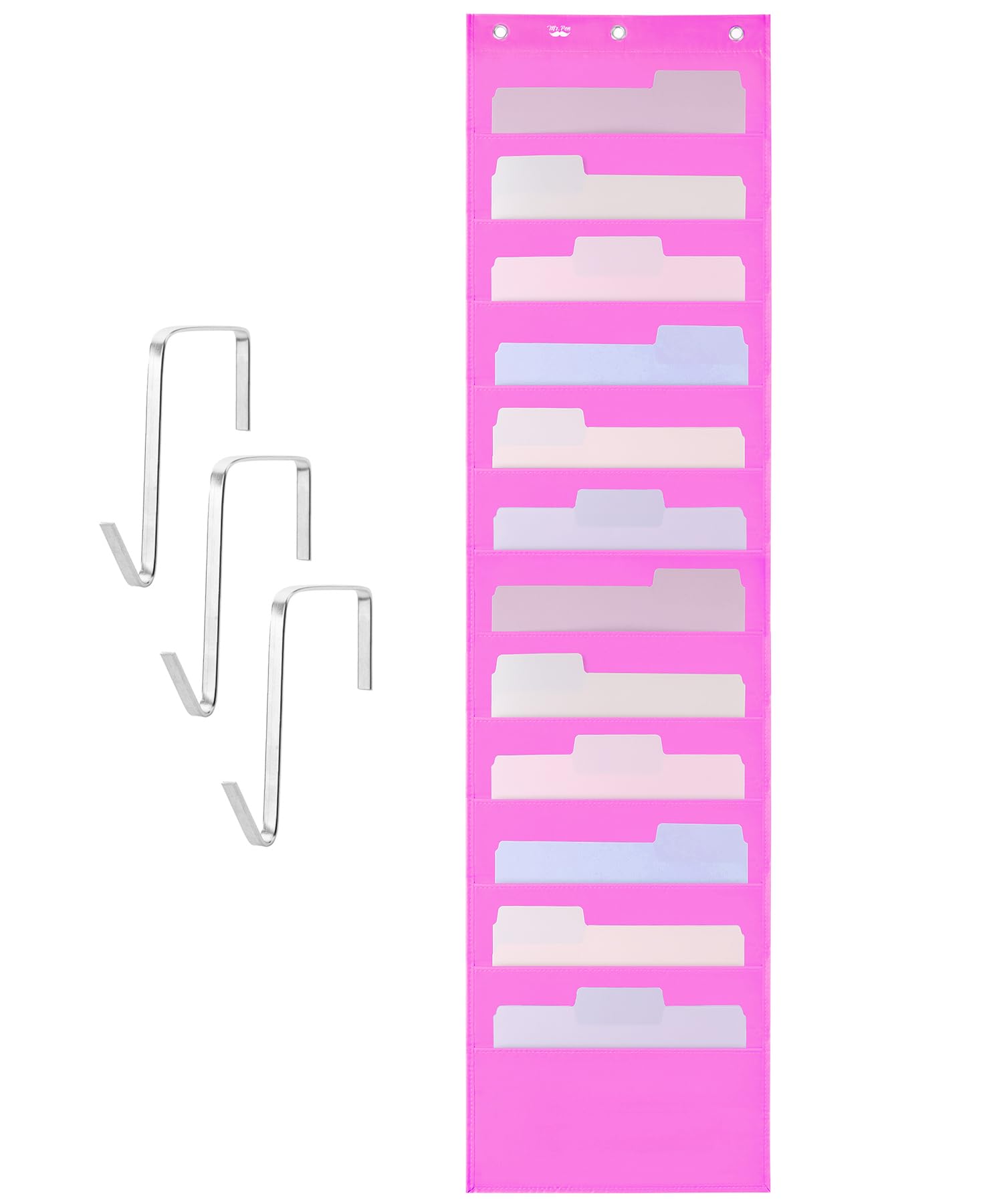 Mr. Pen- Hanging Wall File Organizer, 12 Pockets, Pink, 3 Overdoor Hangers Included, Over The Door File Organizer, Hanging Folde