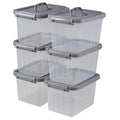 Pekky 5.5 Quart Plastic Latching Storage Bin with Handle, 6 Packs Small Stackable Container Box