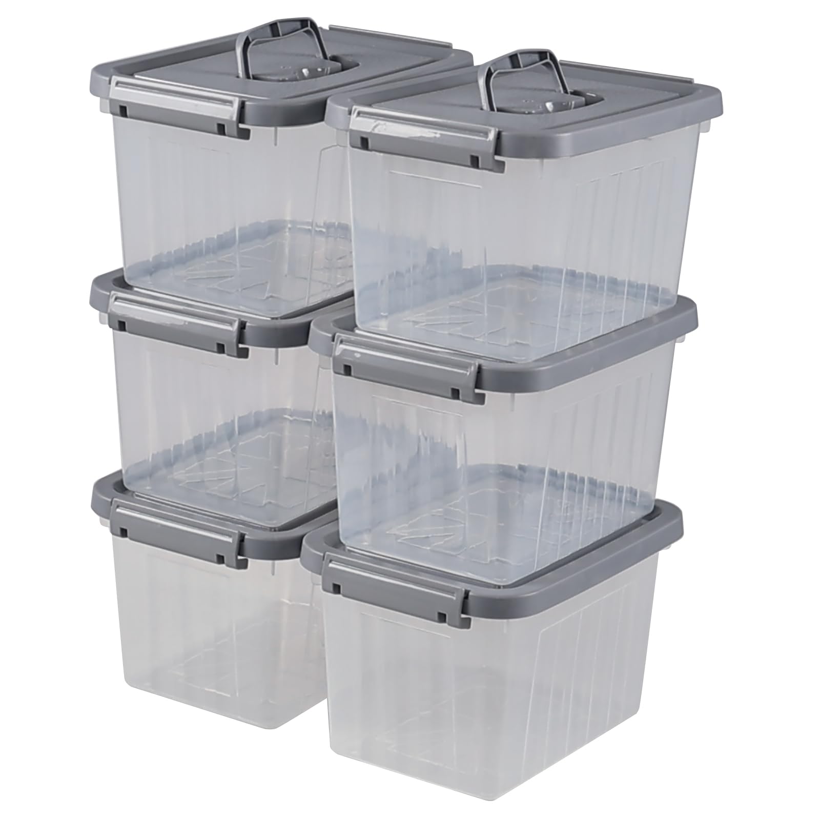 Pekky 5.5 Quart Plastic Latching Storage Bin with Handle, 6 Packs Small Stackable Container Box