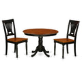 East West Furniture Hartland 3 Piece Kitchen Set Contains a Round Table with Pedestal and 2 Dining Room Chairs, 42x42 Inch, Black & Cherry