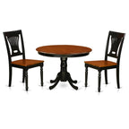 East West Furniture Hartland 3 Piece Kitchen Set Contains a Round Table with Pedestal and 2 Dining Room Chairs, 42x42 Inch, Black & Cherry