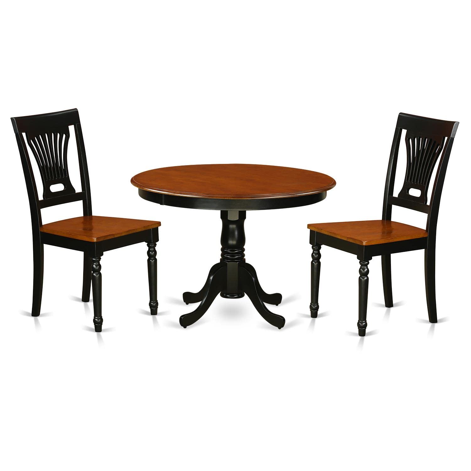 East West Furniture Hartland 3 Piece Kitchen Set Contains a Round Table with Pedestal and 2 Dining Room Chairs, 42x42 Inch, Black & Cherry