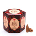 HEM Red Rose Backflow Brown Incense Cones | Long Lasting Aroma for Positivity & Pure Air | Wood Powder | Aromatherapy for Stress