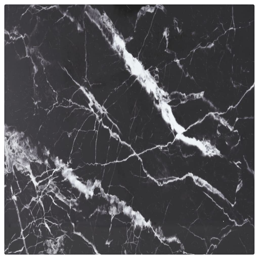 vidaXL Table Top Black 15.7x15.7 0.2 Tempered Glass with Marble Design