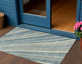 3 X 5 Sky Blue Beige And Tan Striped Washable Indoor Outdoor Area Rug