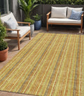 5 X 8 Gold And Copper Striped Washable Indoor Outdoor Area Rug