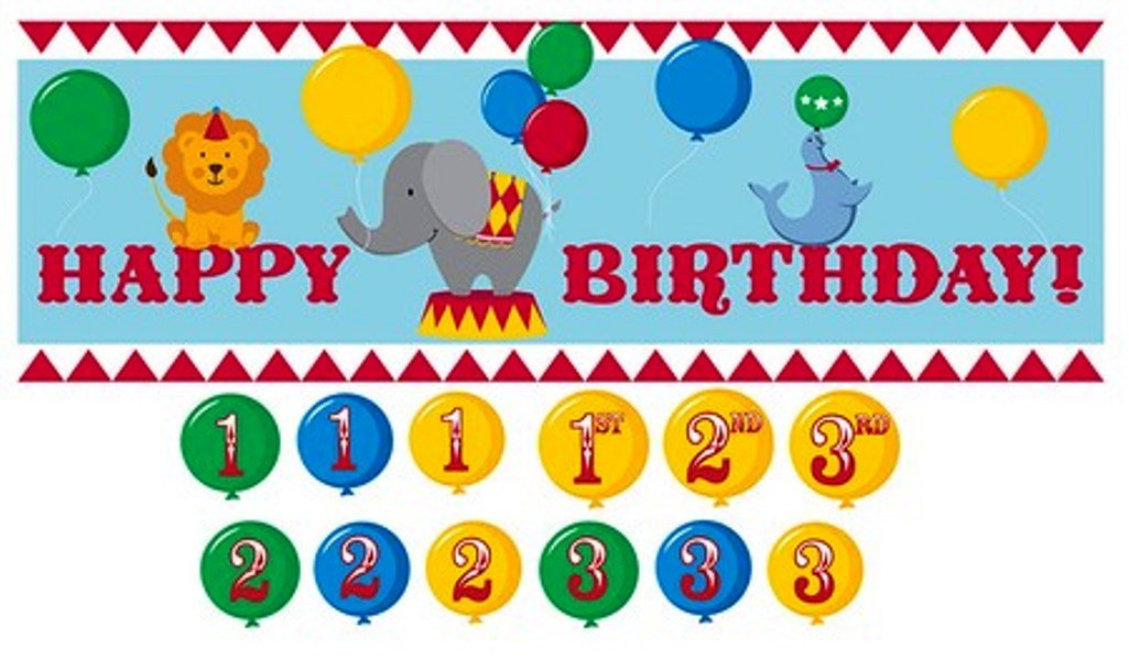 Giant Party Banner with Customizable Year Stickers, Circus Time