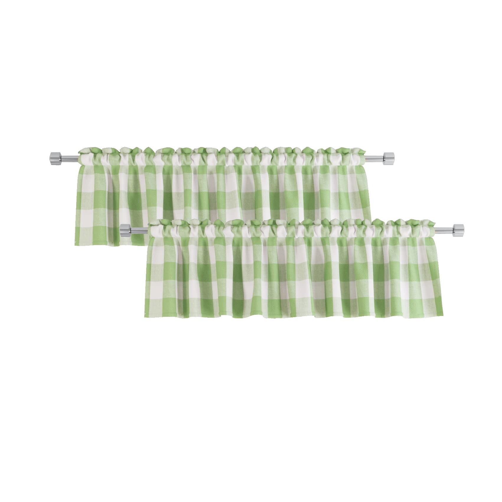2 Pack Buffalo Check Valances For Windows Living Room Classic Gingham Plaid Valance 18' Long Bedroom Bathroom Rod Pocket Countr