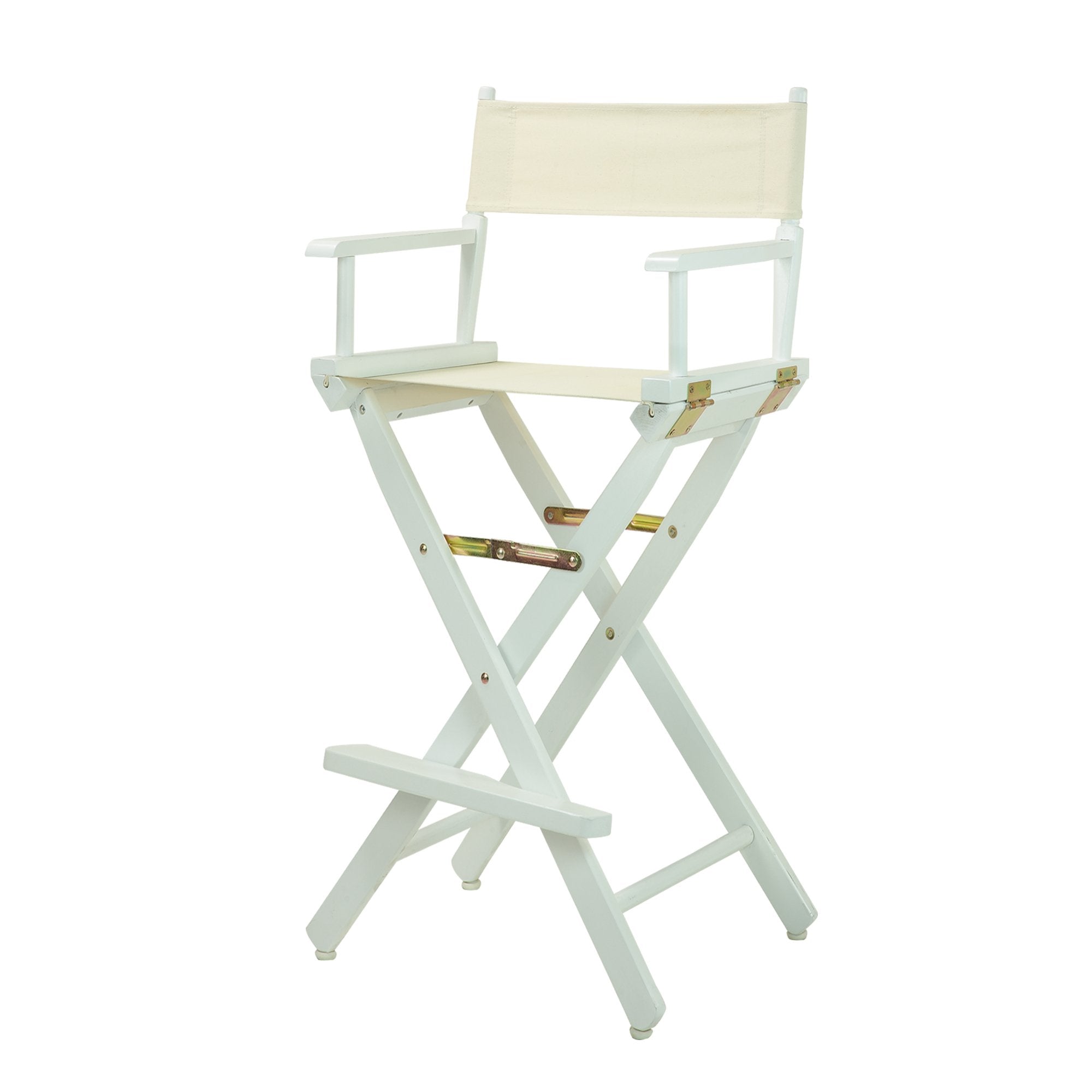 Casual Home Directors Chair ,White Frame/Natural/Wheat Canvas,30 - Bar Height